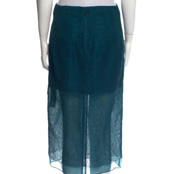 NWOT Jason Wu Collection Double-layered Turquoise Silk Midi Skirt S $1,935 - Picture 11 of 12